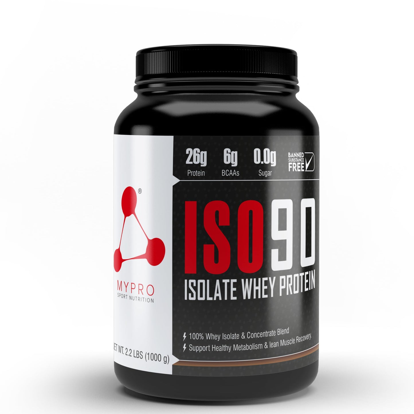 Mypro Sport Nutrition Super Advanced Whey Protein Isolate Powder (27g Protein,6g BCAA, Sugar Free, Fat Free per serving 30gms, Total Serving - 33 Scoops) Belgium Chocolate Flavor - 1000 Gm/2. 2Lbs