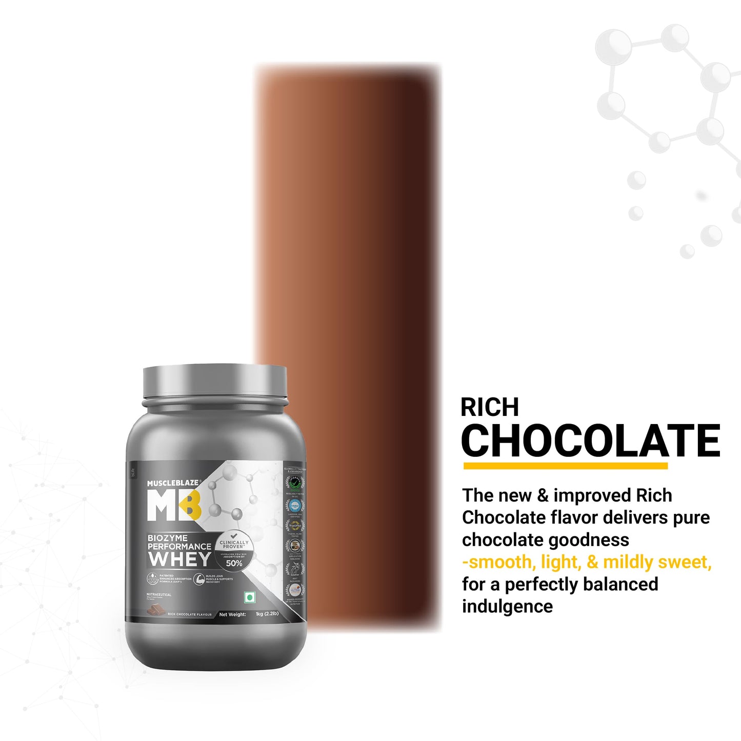 MuscleBlaze Biozyme Performance Whey Protein Powder, Rich Chocolate (1k- image 7