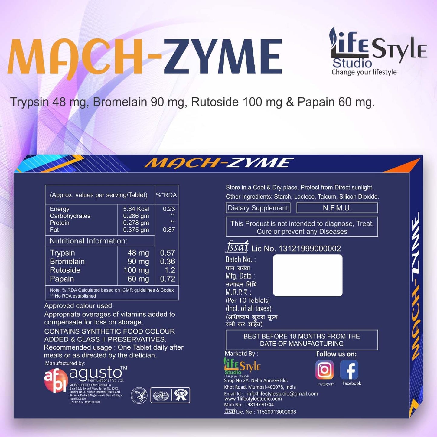 MACH-ZYME Trypsin, Bromelain, Rutoside & Papain Tablets (Pack of 3) - Natural Health Care Supplement