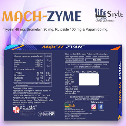 MACH-ZYME Trypsin, Bromelain, Rutoside & Papain Tablets (Pack of 3) - Natural Health Care Supplement