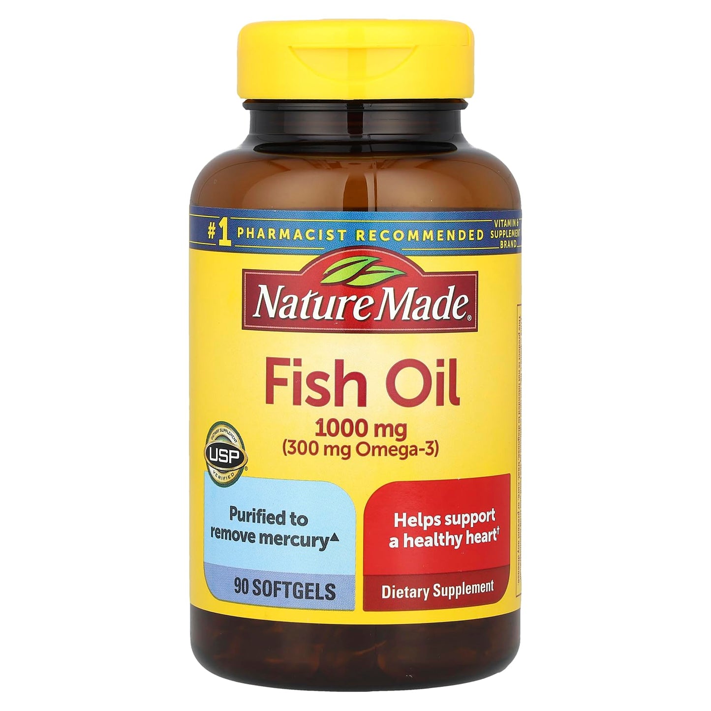 Nature Made Fish Oil,1000 mg, 300 mg OMEGA-3, 90-Count