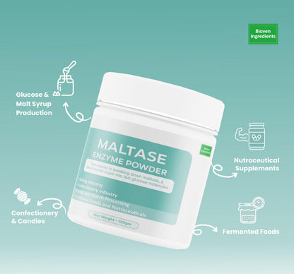 Bioven Ingredients Maltase Enzyme Powder, Non-GMO, Dietary Supplements/Food and Beverages, Broad pH Range of Activity, Excellent Thermostability, Hydrolyse Glucans, No Filters/Binder