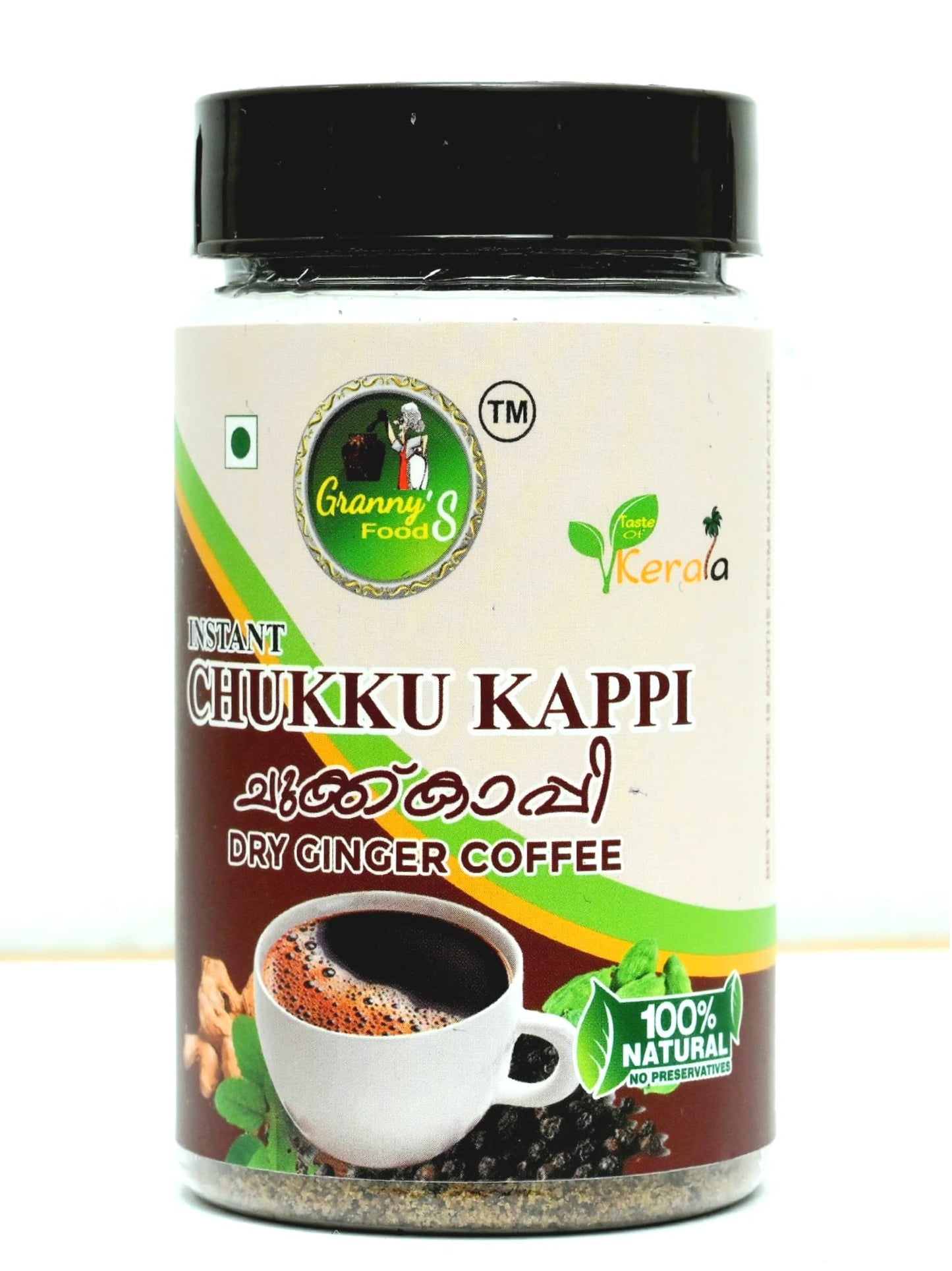 GRANNY's FOODS Gf Instant Chukku Kappi150G(Pack Of 1)/Ginger Coffee/Sukku Malli Kappi/Traditional Flavor & Taste Of Idukki/Product Of Kerala, Powder, Plastic Bottle