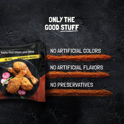 KILRR Chicken Marination Masala Variety Pack of 7 (Marinates 250g Chicken per Pack) | 1- Min Killer Marinade for Tikka, Tandoori Chicken | Just Add Water & Oil | All-Natural, No Preservatives or Additives | Killer Gang