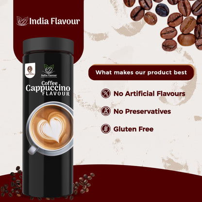 India Flavour Cappuccino Coffee|Creamy, Smooth Instant Coffee Powder Plastic Bottle|100 Gm Coffee, 50 Servings