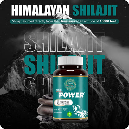Shudh Kaama Power with Original Shilajit/Shilajeet, Gokhru, Ashwagandha & Safed Musli for Strength, Stamina, Energy and Muscle Gain – (Pack of 2) 60 Capsules