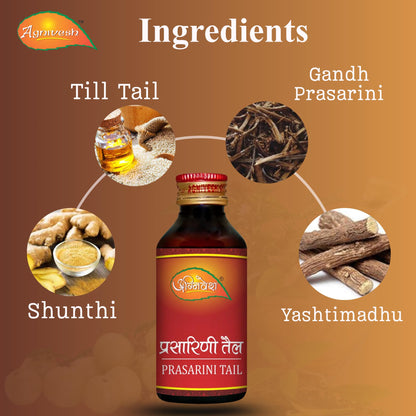 AGNIVESH PRASARINI TAIL100Ml/ Useful In Joint Pain, Sprain Pain And Sciatica.