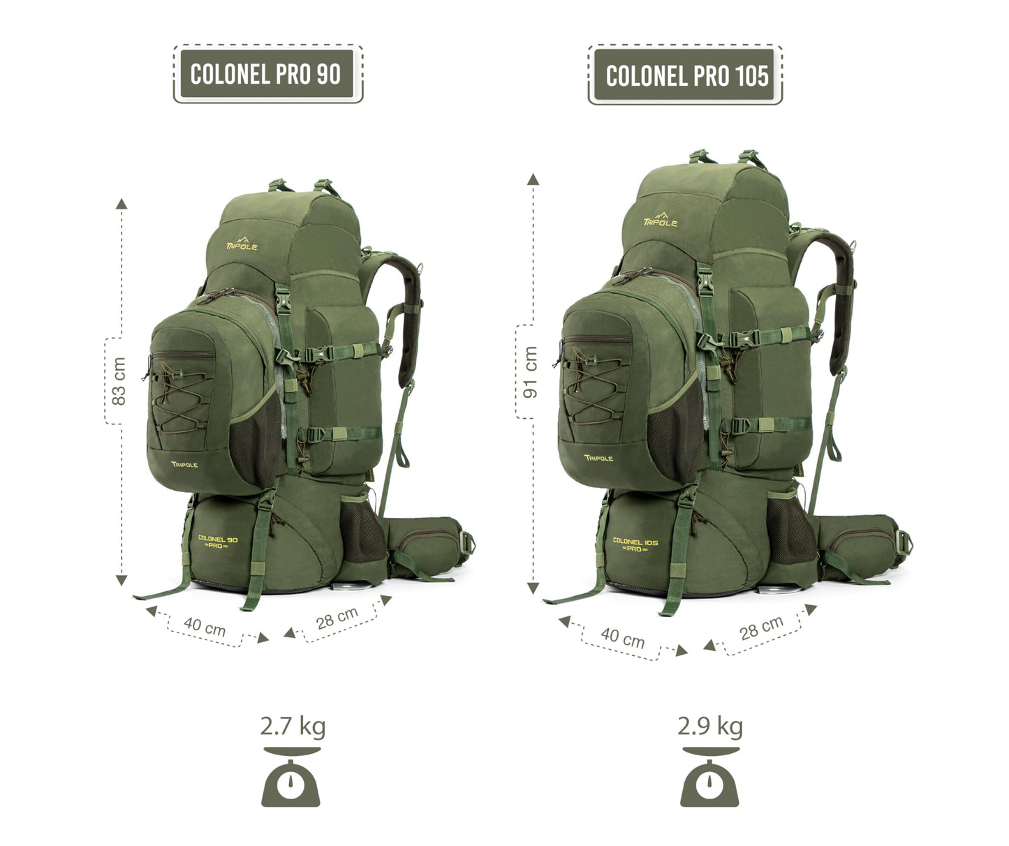 TRIPOLE Colonel Pro Metal Frame Rucksack with Detachable Day Pack and Rain Cover for Trekking and Travelling | 5 Year Warranty