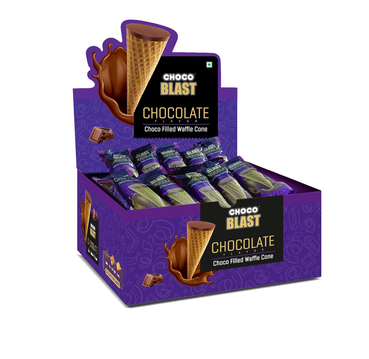 Pure Temptation Chocoblast Waffle Cones [30 Pieces] | Chocolate Gift Box | Snacks for Kids & Adults | Non-Meltable Gift Pack | Individually Wrapped Chocolate Cone Bites | Chocolate-Filled Waffle Cone | Perfect for Birthday , Christmas & Anniversary