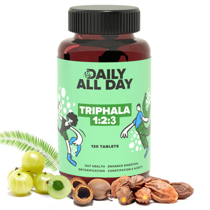 Daily All Day Triphala 1 2 3 Ratio Tablets 120 for Constipation, Acidity & Gas R