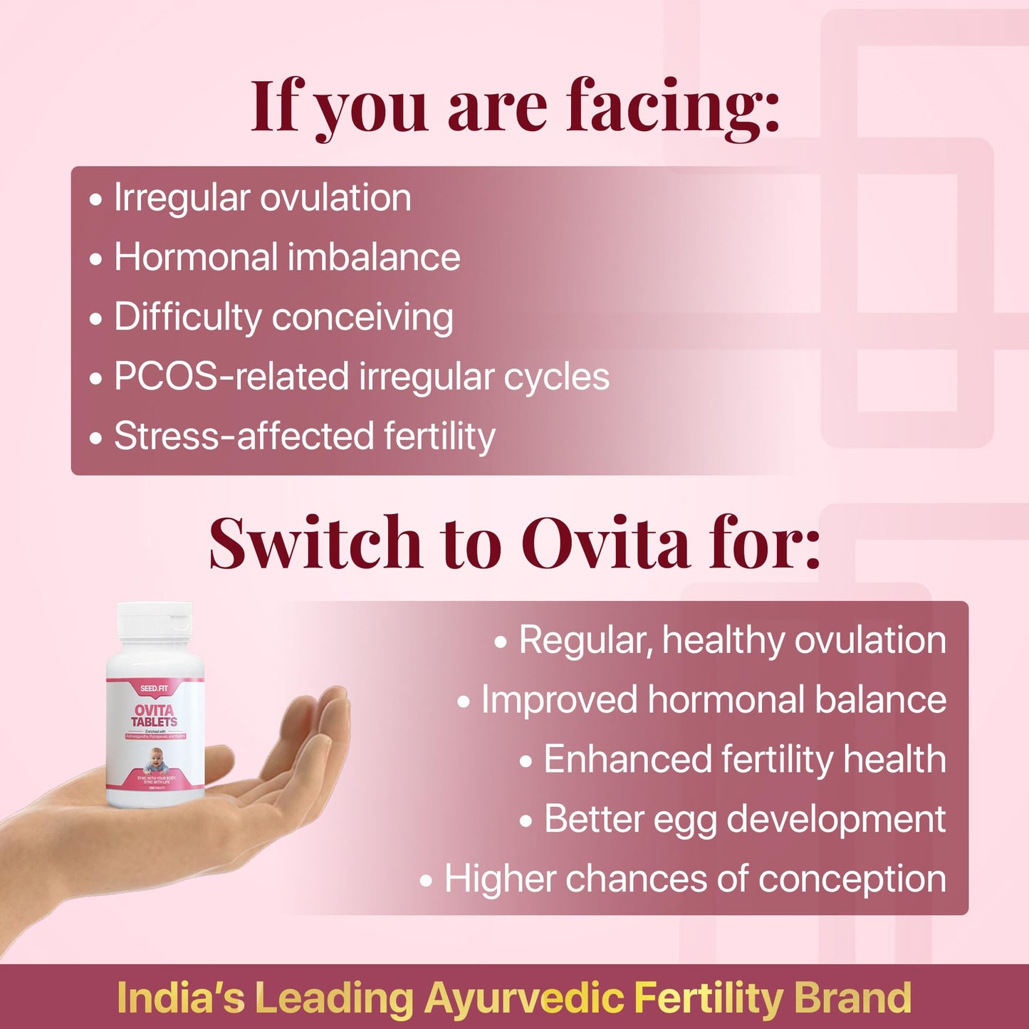 SEED.FIT Ovita Tablets for Women – Ovulation Support, Hormonal Balance & Fertility Booster | Shatavari, Putrajeevak, Ashwagandha | Supports Regular Cycles & Egg Health | 30-Day Natural Ovulation Support