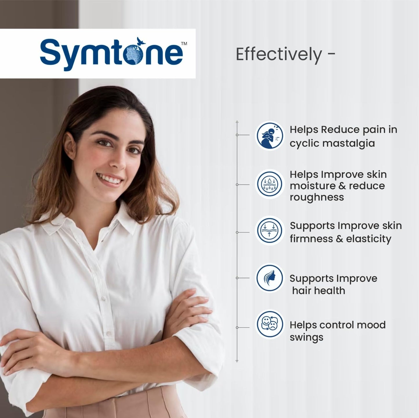 Symtone Vege Softgel Capsules | For PMS, Menopause, Hair and Skin Health | Enriched with Evening Primrose Oil and Vitamin E | 15 Vege soft gel capsules (Pack of 3)