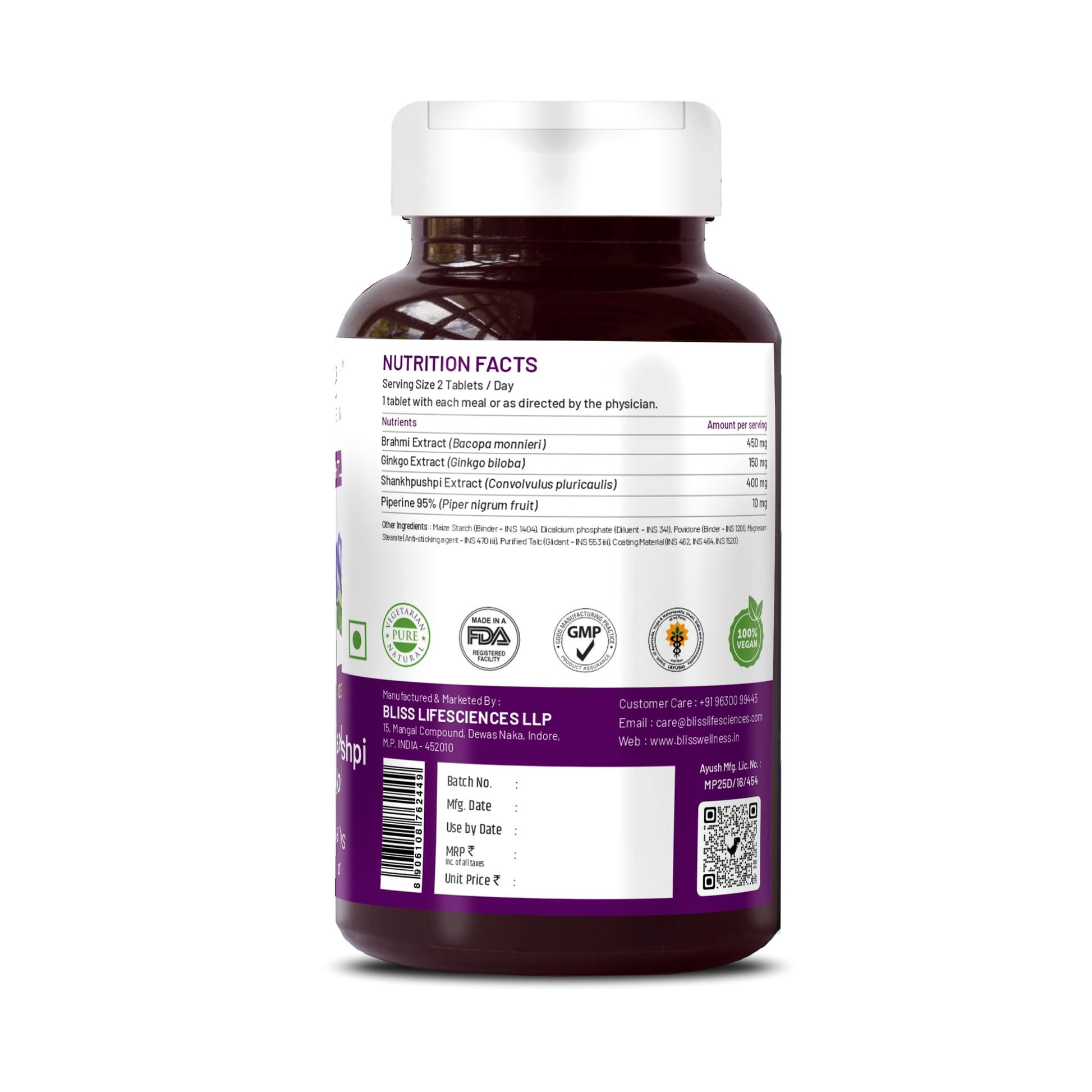 Bliss Welness Brain Booster,Brahmi Shankpushpi Ginkgo Biloba & Piperine- image 8