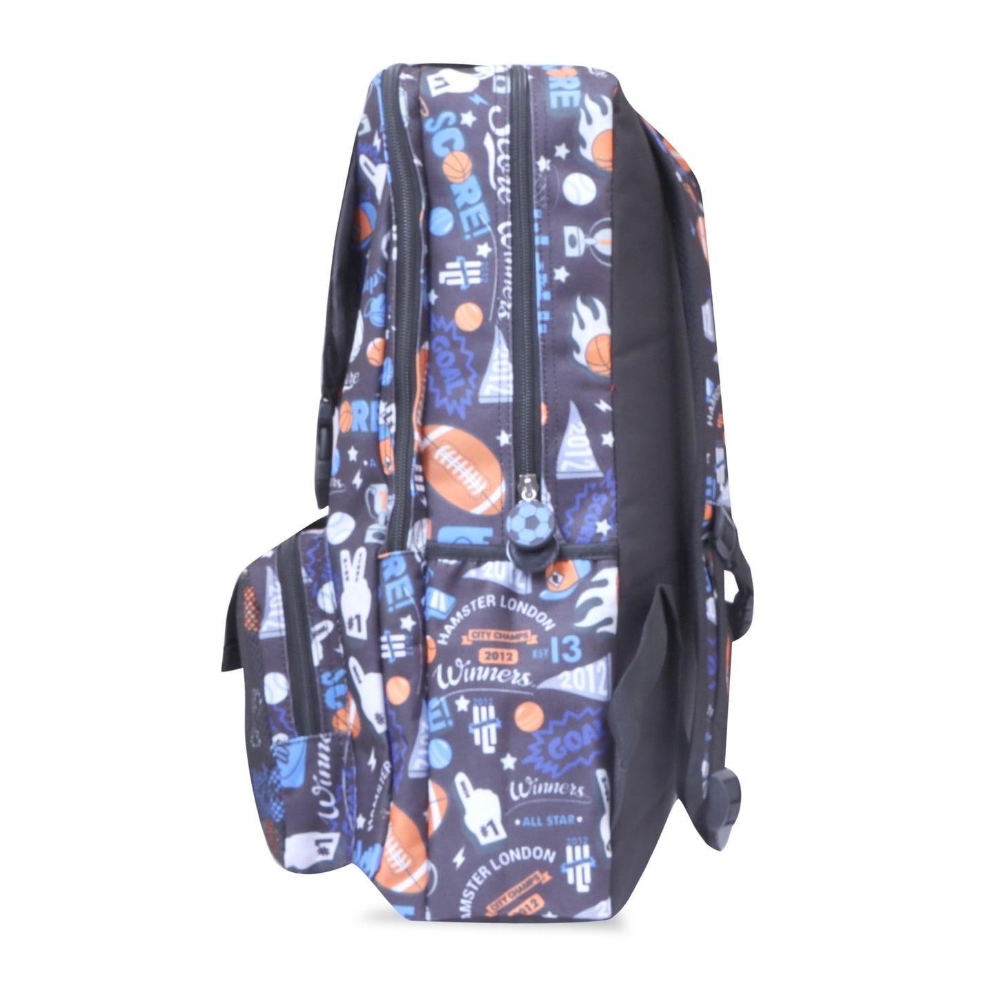 HAMSTER LONDON City Champs Backpack Jumbo –15.9L Spacious & Stylish Black Backpack | Durable PU Material, Water-Resistant | 3 Zipped Compartments & Padded Straps (L12cm x W5cm x H17cm)