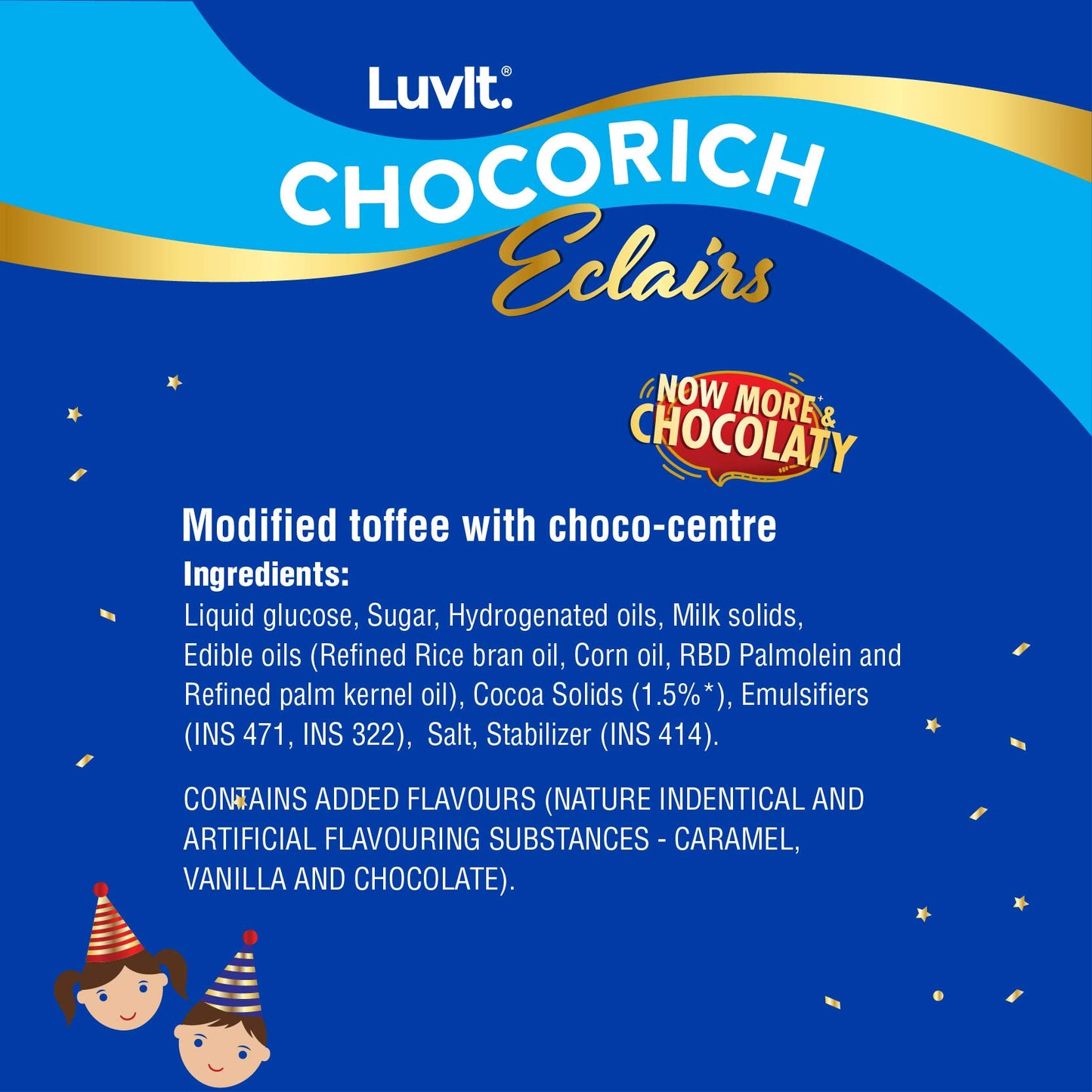 LuvIt Chocorich Assorted Eclairs Birthday Party Gift Chocolate Combo - Hazelnut, Dark Choco, Classic & Chocorich Chocolate Eclairs 1807gm - Pack of 4