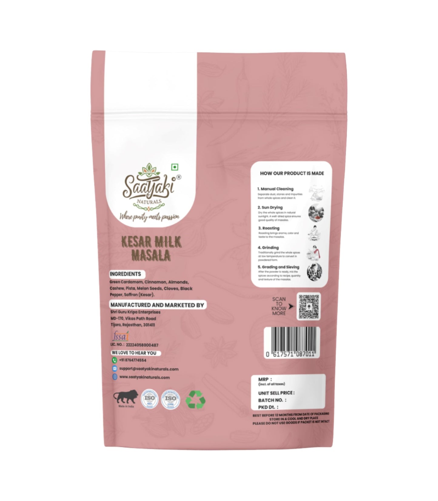 SAATYAKI NATURALS Organic Kesar Milk Masala | Dry Fruits and Kesar | Healthy & Nutritious Drink Mix | 50gm