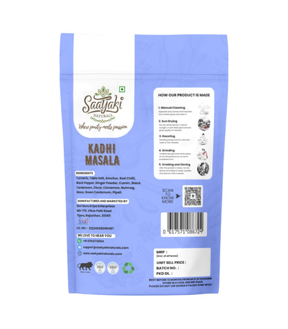 Saatyaki Naturals Punjabi Kadhi Masala - 50gm | Authentic traditional Indian spice blend for Kadhi Pakora, Punjabi curry, homemade gravy & everyday cooking.