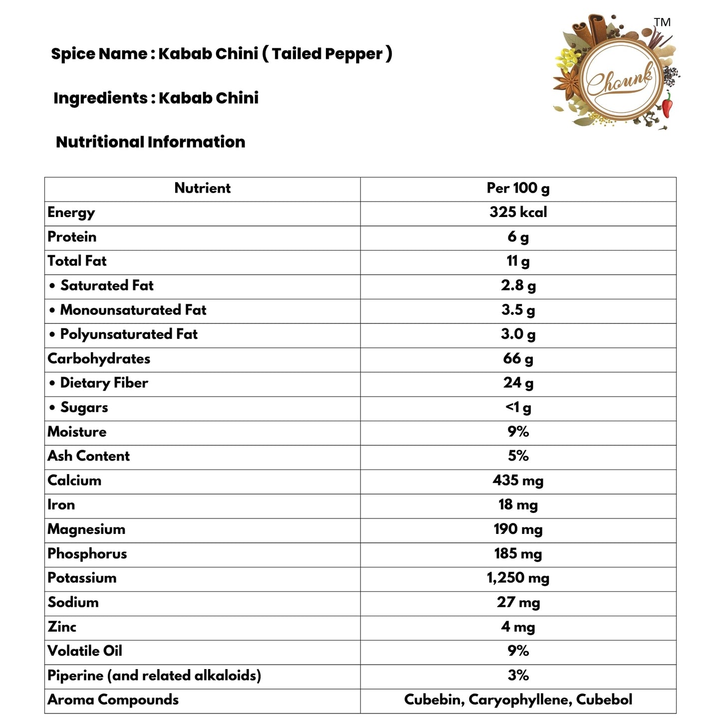Chounk Kabab Chini Natural Fresh & Pure | Kabab Chini | Shital Chini | Tailed Pepper | Vegan | Gluten Free kabab chini 50gm