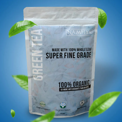 Namhya - Whole Leaf Green Tea - 250g (125 Cups) - Boosts Metabolism, Burns Fat, Supports Heart & Brain - Pure Green Tea Leaves - Natural, No Preservatives - Balances Pitta & Kapha, Supports Digestion