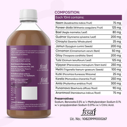 Herbal Max Diabetic Care Juice 450 ml | Herbal Blend with Karela, Jamun, Gudmar, Vijaysar & Amla | Jamun Karela Juice Supports Blood Sugar Management | Suitable for Diabetes & Prediabetes
