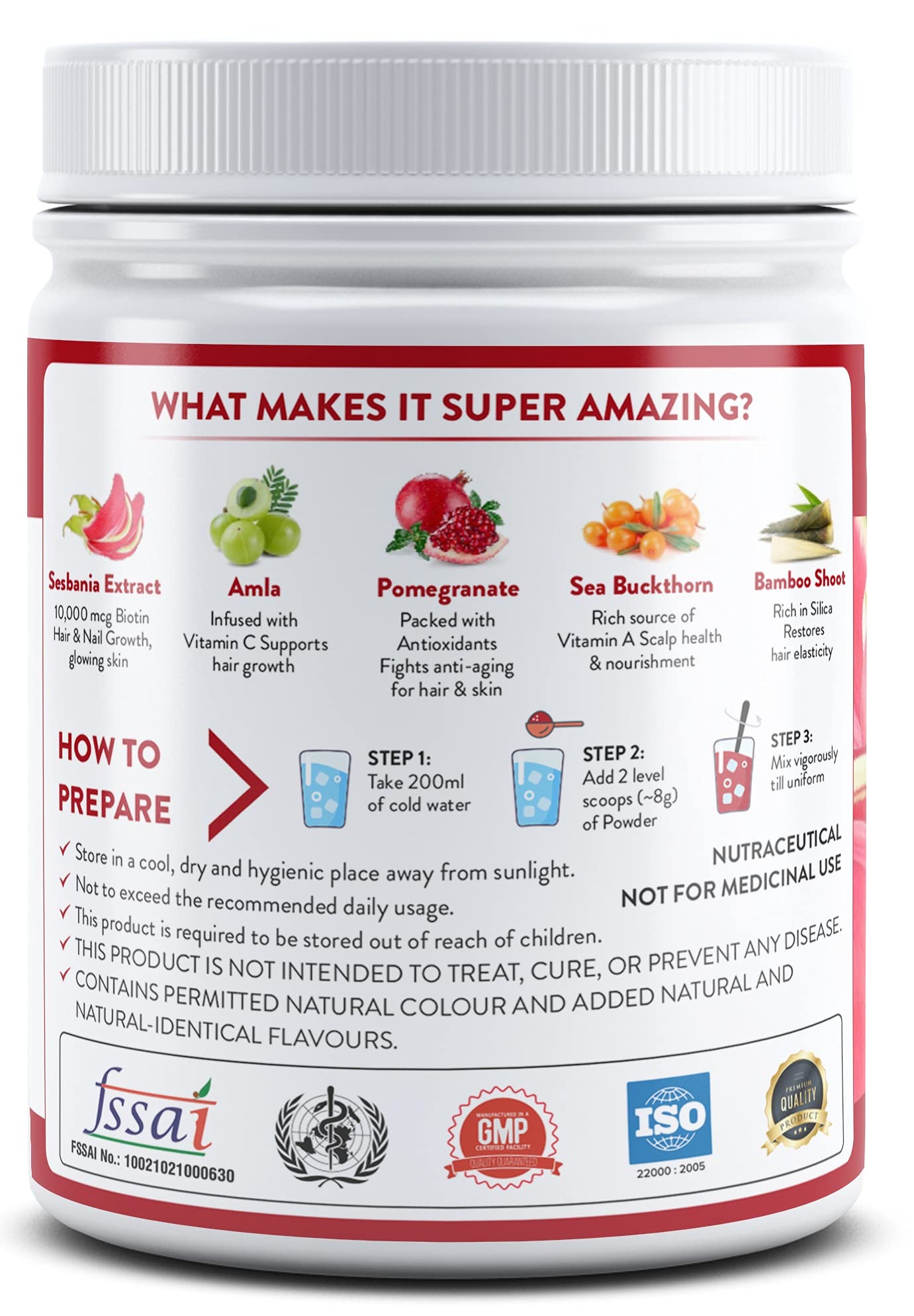 Mypro Sport Nutrition 100% Plant Based Biotin Extracted From Natural sesbania With Amla,Pomegranate,Sea Buckthron,Bamboo Shoot - 120 Gm Powder (4.23 oz)