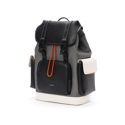 MOKOBARA Teriyaki 4 Compartment Backpack | 15.6 Inch Laptop Compartment, 19.5L Capacity | Signature Coated Canvas & Vegan Leather Trims, Water-Resistant, Lightweight | Padded Back Panel (Black Sesame)