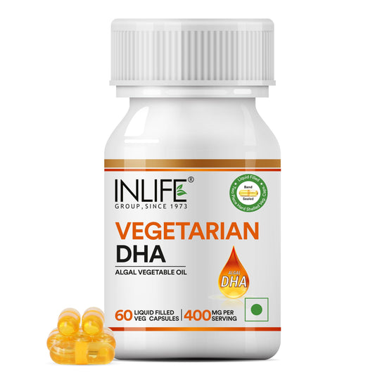INLIFE Plant Based Vegan Omega 3 DHA Supplement Algal Oil 400 mg - 60 Vegetarian