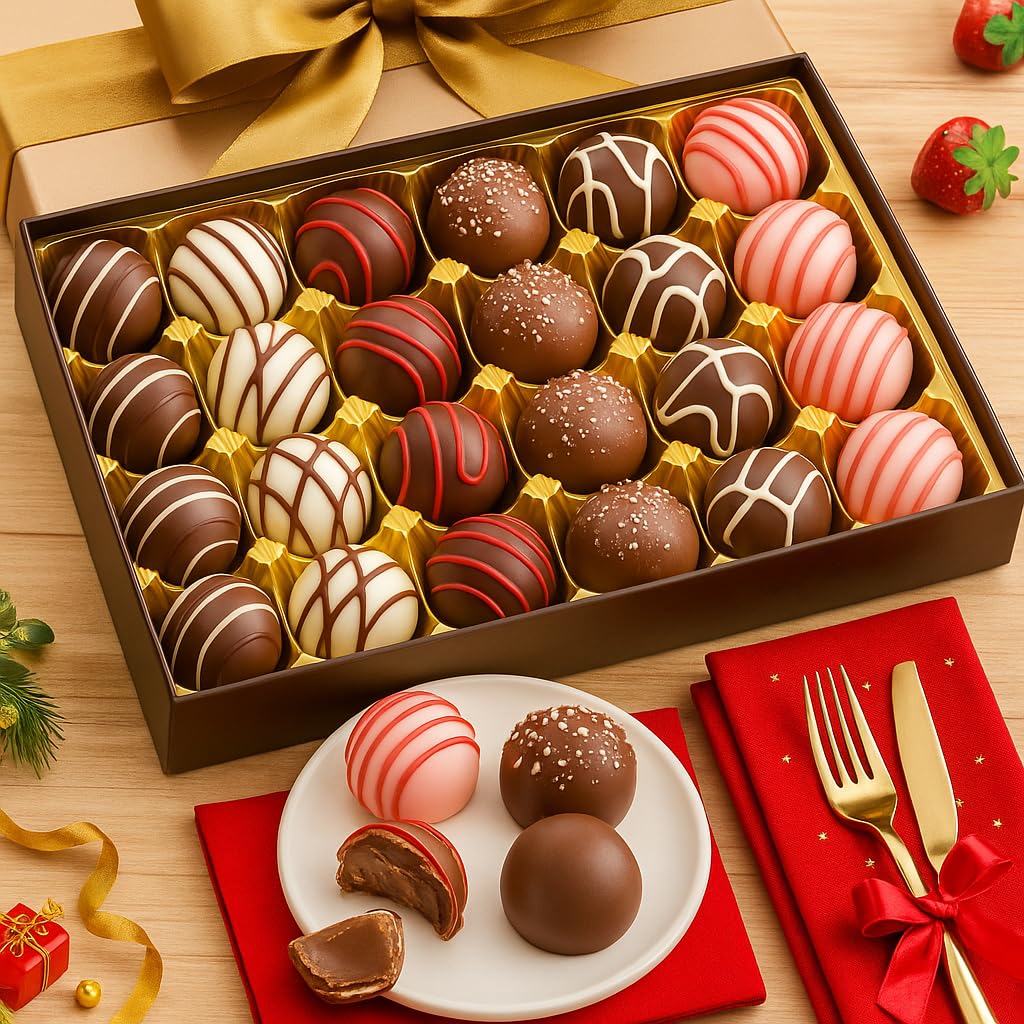 WINNI - Premium 24 Pcs Truffle Chocolates Gift Pack | Belgian Dark Chocolates Gift | Handmade Celebration Chocolate Gift Box For Birthday, Anniversary, Valentine, Partner, Couple, Girlfriend, Boyfriend, Girls, Boys, Students, Kids | Imported Chocolates Bo