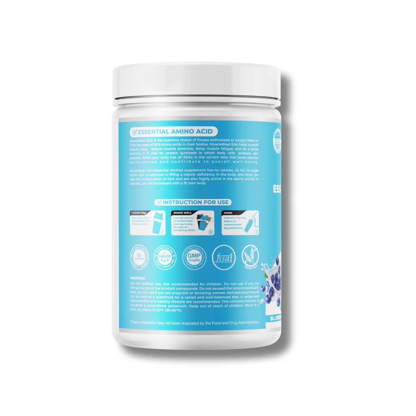 MUSCLE BLAST EAA Powder | Essential Amino Acids Supplement | All 9 EAAs with L-Glutamine | Supports Muscle Recovery, Growth & Endurance | Zero Sugar & Zero Calories | 30 Servings (Pink Guava)