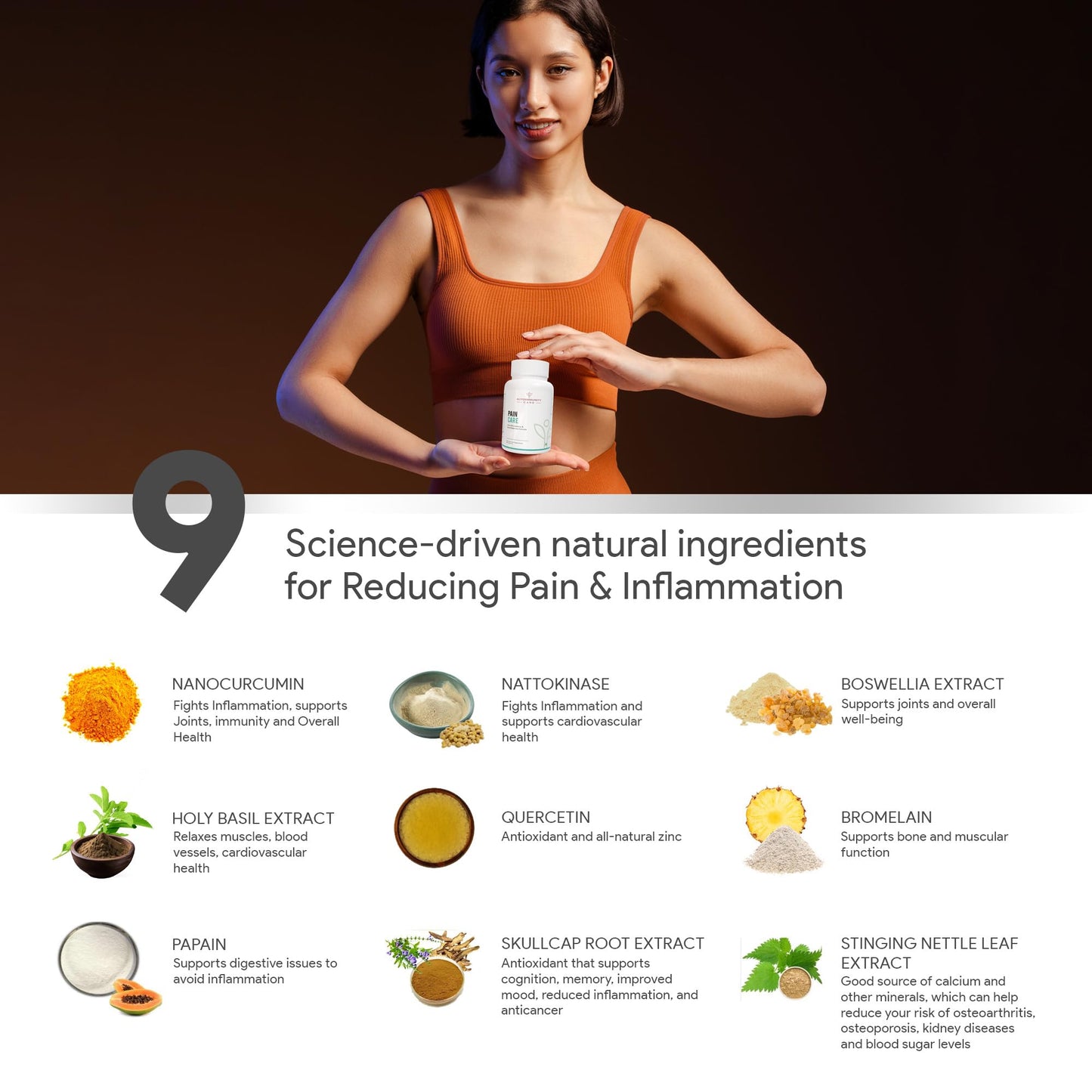 Autoimmunity Care Pain Care | Advanced Joint Pain Relief & Inflammation Support Supplement | NanoCurcumin, Boswellia Serrata, Nattokinase & Herbal Extracts | Joint, Muscle, Knee & Migraine Support | 60 Caps (60 doses)
