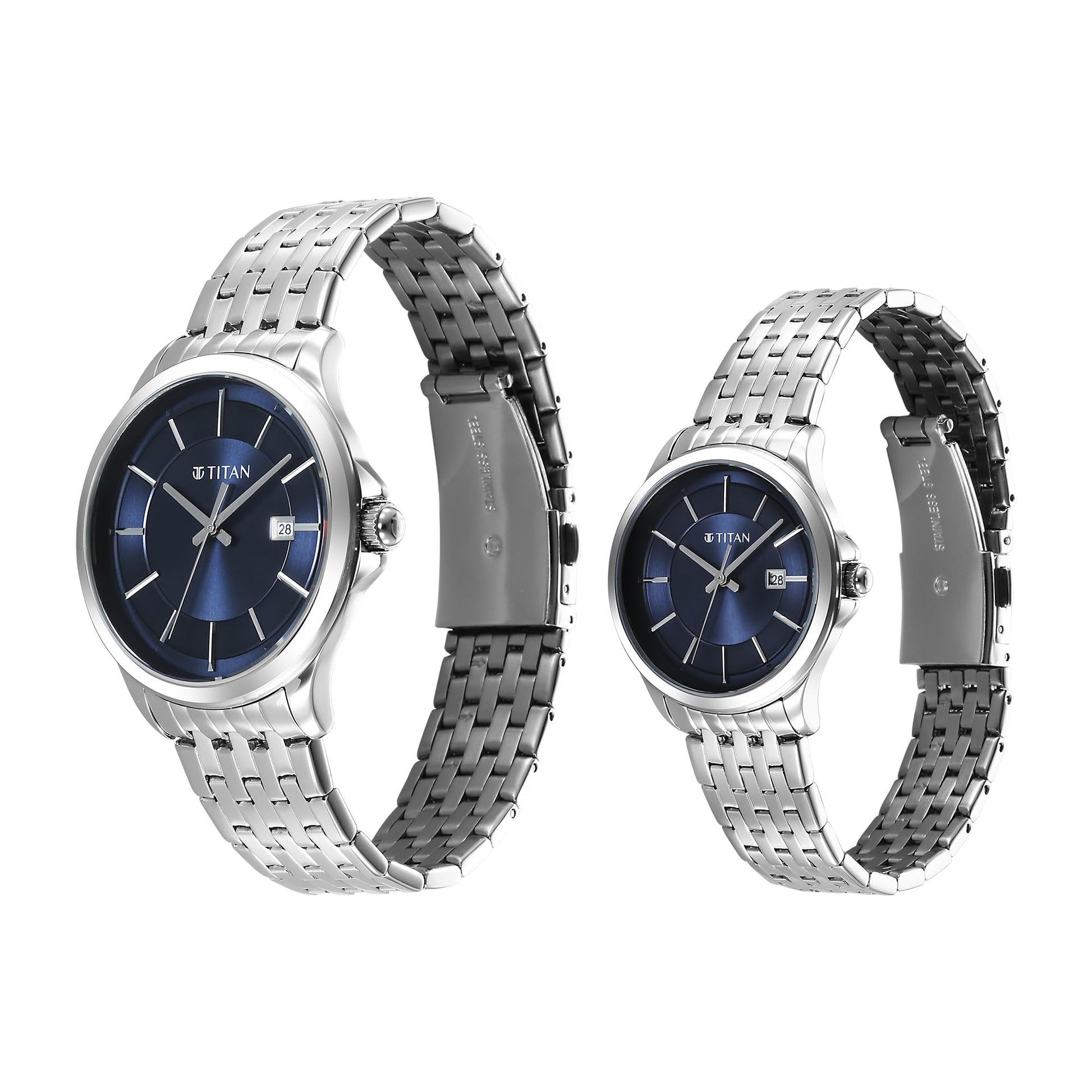 Titan Unisex Modern Bandhan Quartz Analog Blue Dial Pair Watches- image 4