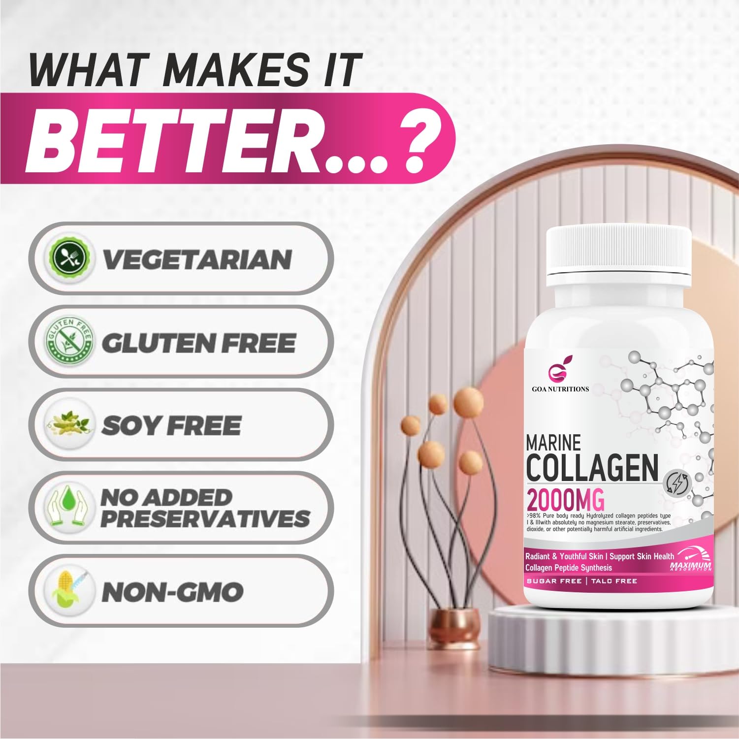 GOA NUTRITIONS Marine Collagen Powder for Skin, Hair Supplement for Men- image 4