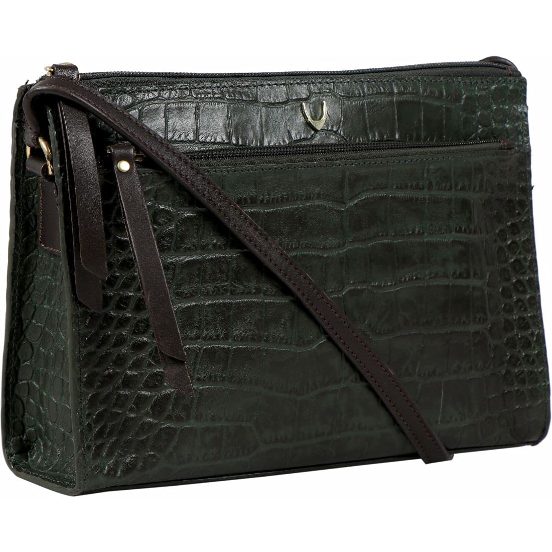 Hidesign Leather Sling Bag- Emerald Brown