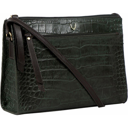 Hidesign Leather Sling Bag- Emerald Brown