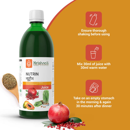 Krishna's Nutrin Juice, Rich Source Of Nutrients, No Artificial Colors or Flavors - 1000 ml Each (Pack of 2)