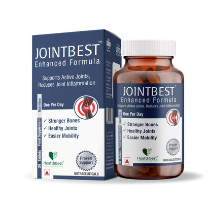 HealthBest Joint Support Tablets for Men and Women, 30 Count – Supplement with Glucosamine, Chondroitin, OptiMSM, Vitamin C, D3, Zinc and Folic Acid – Supports Mobility and Flexibility