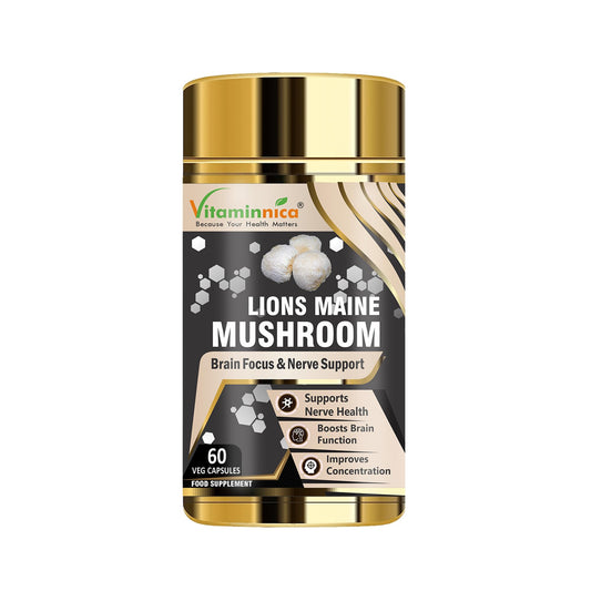 Vitaminnica Lion's Mane Mushroom 500mg- 60 Vegan Capsules | Nootropics for Brain Health & Focus