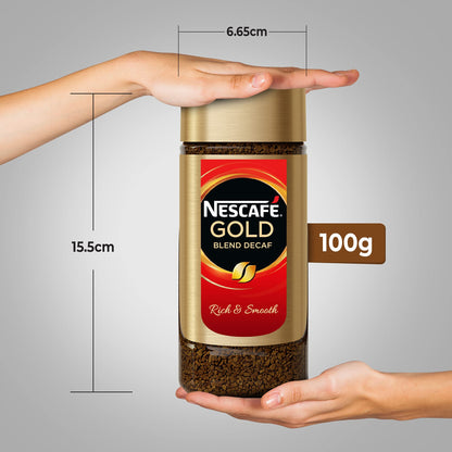 Nescafe Gold Instant Decaf Coffee Powder | Premium Imported Coffee | Freeze Dried | Rich & Smooth Taste | 100gm Jar