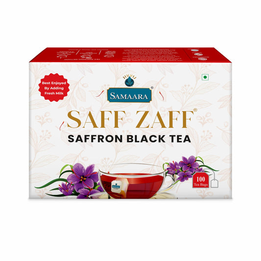 Samaara Saff Zaff Saffron Black Tea, 100 Tea Bags, Boosts Immunity, Rich in Antioxidants, Helps in Weight Management