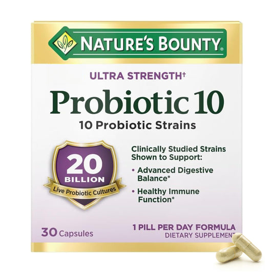 Nature’s Bounty Probiotic 10, Ultra Strength Daily Probiotic Supplement, 1 Pack,