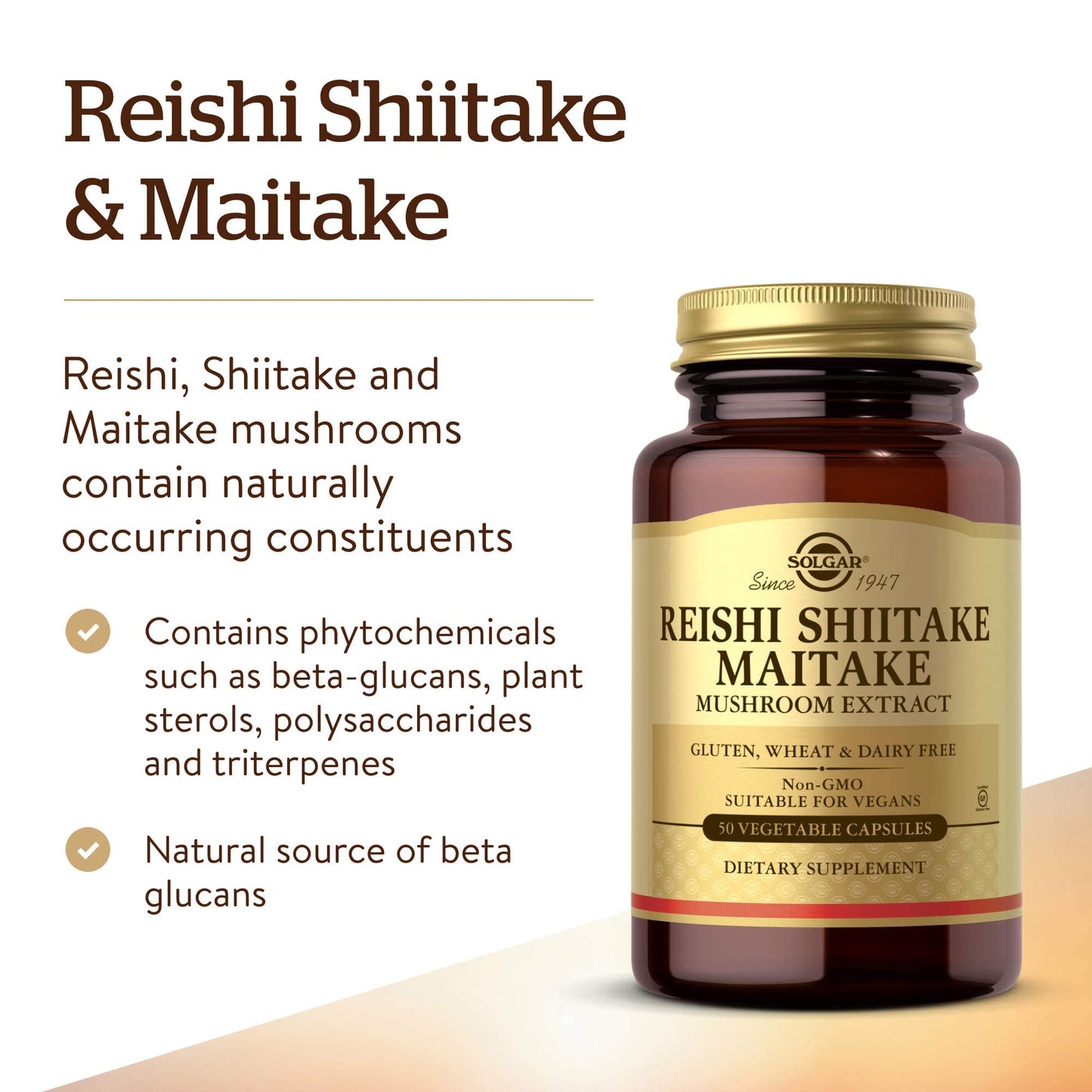 Solgar, Reishi Shiitake Maitake Mushroom Extract, 50 Vegetable Capsules- image 6