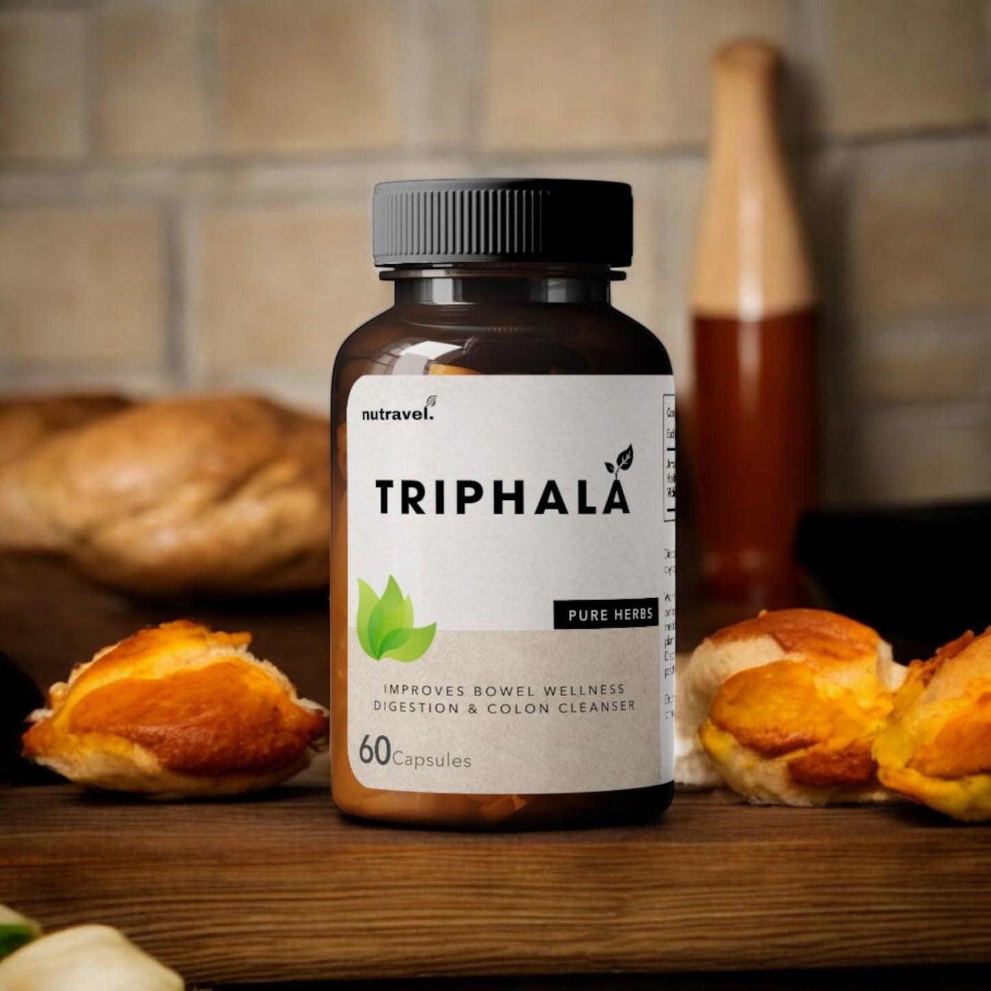 Nutravel Triphala Capsules (500 mg) | Supports Digestive Health & Wellness | 60 Capsules – Pack of 1