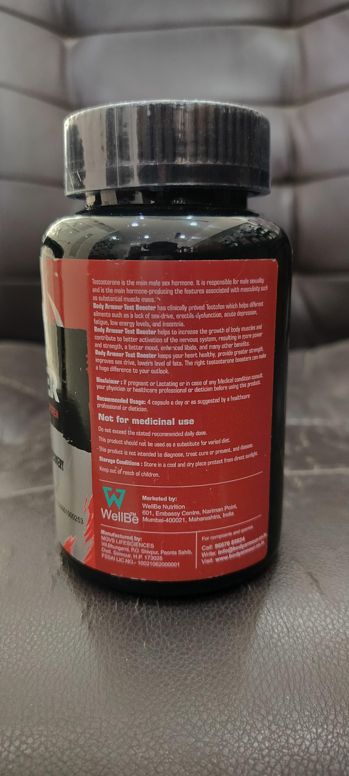 Wellbe Nutrition Body Armour Test Booster (60 Capsules) For Recovery |Strength|Energy Endurance