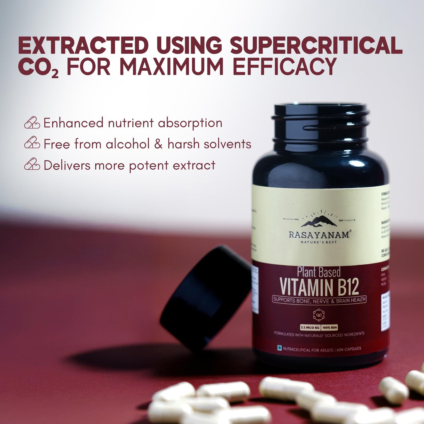 Rasayanam Curcumin + Plant-based Vitamin B12 Combo | 95% Curcuminoids, Piperine & Triple Turmeric Blend + Vegan B12 with 7 Superfoods | Supports Joint Mobility, Inflammation Balance, Energy, Focus & Nerve Health