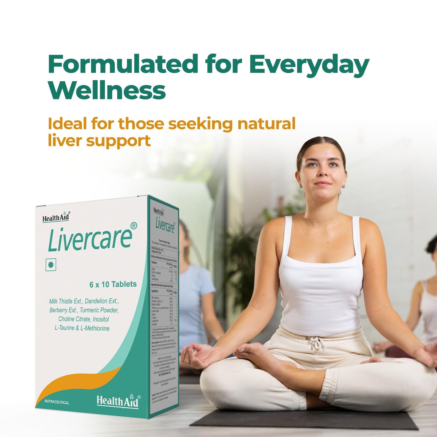 HealthAid Livercare – Liver Detox Supplement with Milk Thistle, Dandelion, Choline & Inositol | Supports Healthy Liver Function & Metabolism | For Men & Women | 60 Tablets