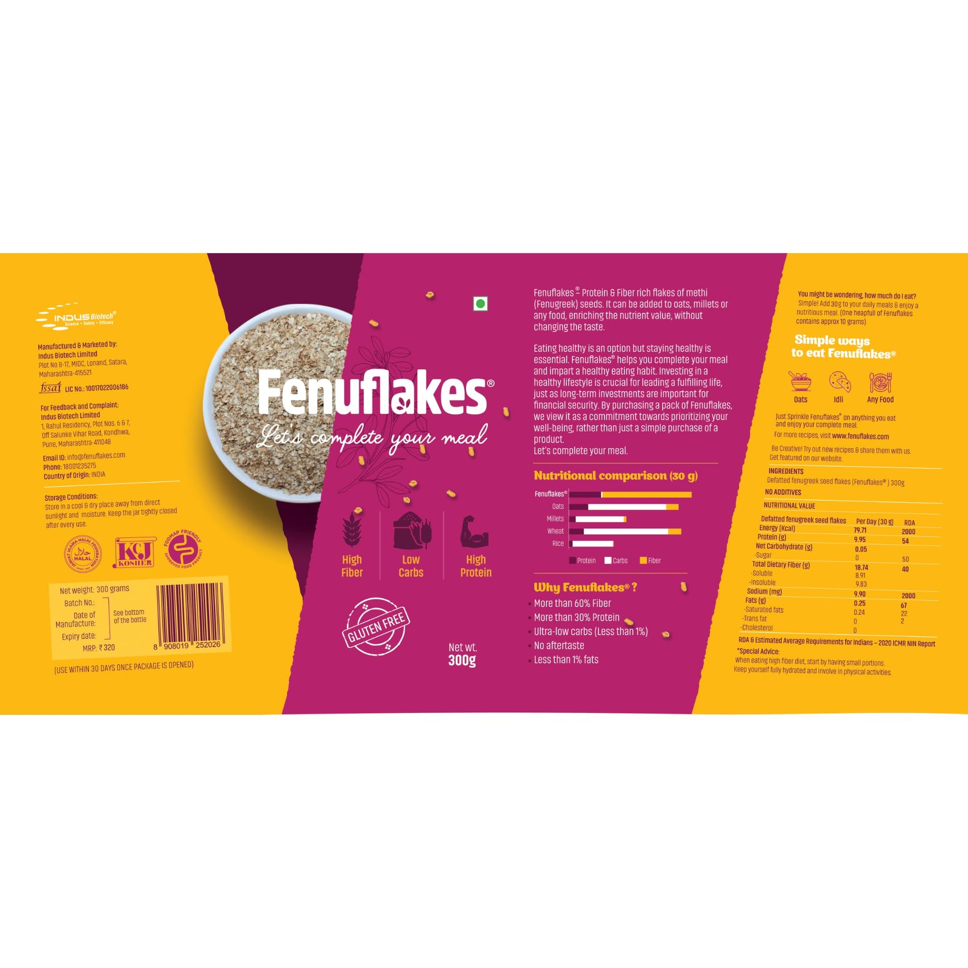 Fenuflakes 300g Fiber supplement | Bloating,acidity,&constipation relie- image 2