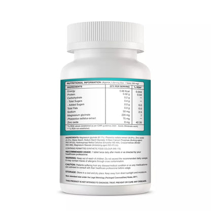 Ryt Nutrition Magnesium Glycinate with Zinc, 350mg, 60 Vegetarian Tablets, Supports Bone, Nerve and Muscle Health