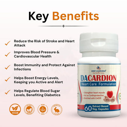 Cardion Heart Care Vegan Capsules (60) | Ayurvedic Heart Health Supplement for Cholesterol Balance, Blood Circulation & Cardiac Wellness