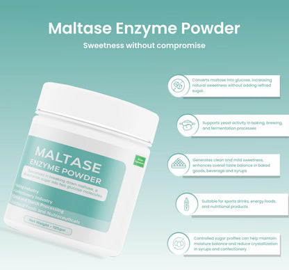Bioven Ingredients Maltase Enzyme Powder, Non-GMO, Dietary Supplements/Food and Beverages, Broad pH Range of Activity, Excellent Thermostability, Hydrolyse Glucans, No Filters/Binder