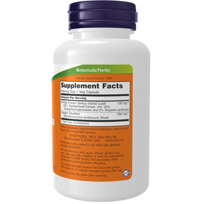 Now Ginkgo Biloba 120mg 24% 50:1 Ext 100vcap- image 6